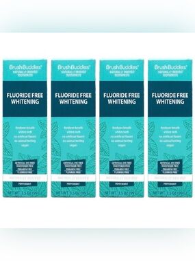 4 Brush Buddies Fluoride Free Whitening Toothpaste Peppermint 3.5 Oz. Exp. 4/27